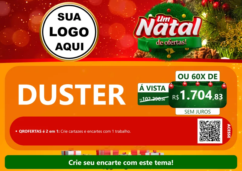 Modelo de Cartaz para Cartaz A4 Horizontal com o tema Um Natal de Ofertas para Concessionaria de Carros