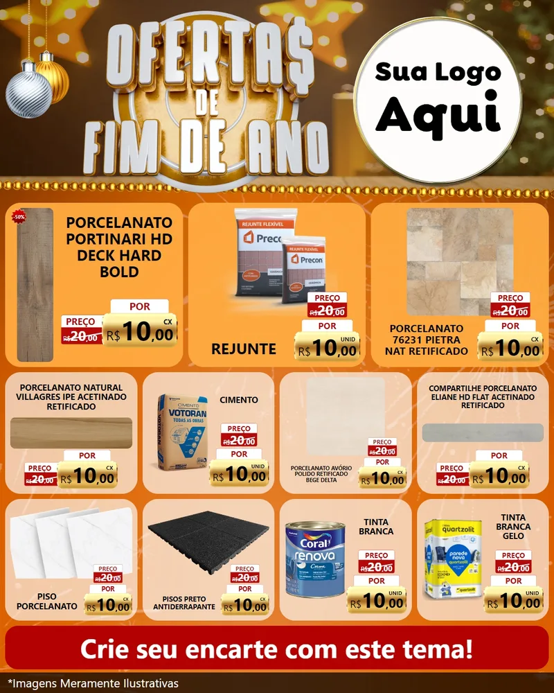 Modelo de Rede Social para Feed Instagram com o tema Ofertas de Fim de Ano para Pisos e revestimentos