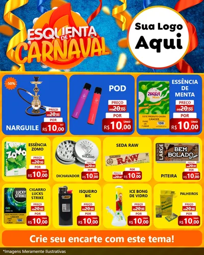 Modelo de Rede Social para Feed Instagram com o tema Esquenta de Carnaval para Tabacaria