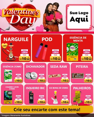 Modelo de Rede Social para Feed Instagram com o tema Valentine's Day para Tabacaria