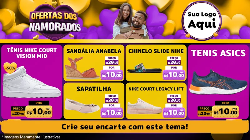 Modelo de TV para TV Horizontal com o tema Oferta Dos Namorados para Calçados