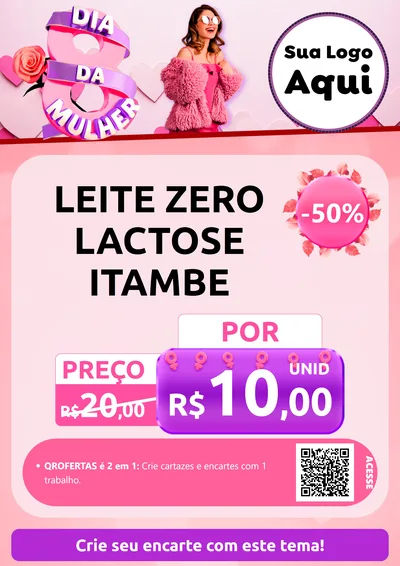 Modelo de Cartaz para Cartaz A4 Vertical com o tema Dia da Mulher para Frios e Laticínios