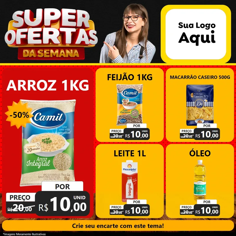 Modelo de Rede Social para Feed Facebook com o tema Super Ofertas da Semana para Supermercado