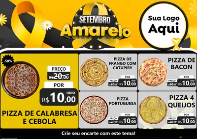 Modelo de Encarte para Encarte A4 Horizontal com o tema Setembro Amarelo para Pizzaria