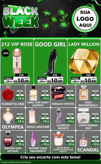 Modelo de Encarte para Encarte Grande com o tema Black Week para Perfumes