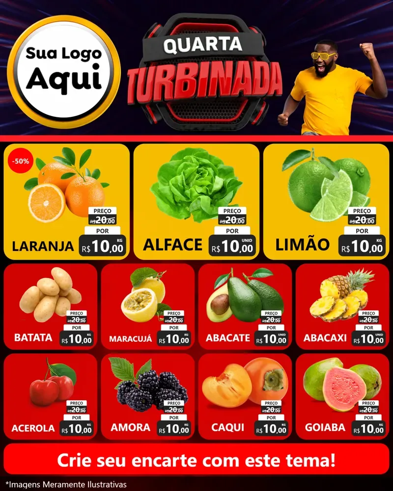Modelo de Rede Social para Feed Instagram com o tema Quarta Turbinada para Hortifrúti