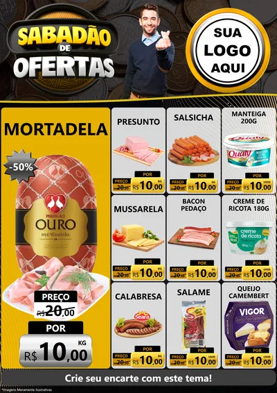 Modelo de Encarte para Encarte A4 Vertical com o tema Sabadão de Ofertas para Frios e Laticínios