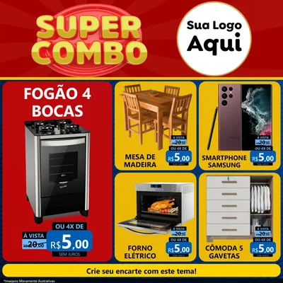 Modelo de Rede Social para Feed Facebook com o tema Super Combo para Móveis e Eletro