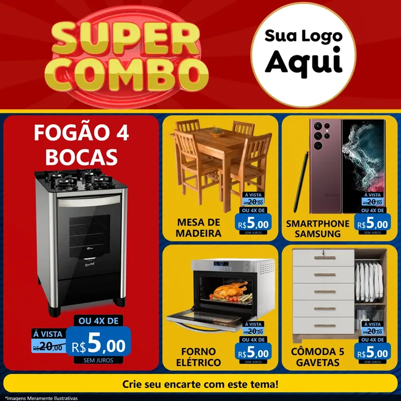 Modelo de Rede Social para Feed Facebook com o tema Super Combo para Móveis e Eletro