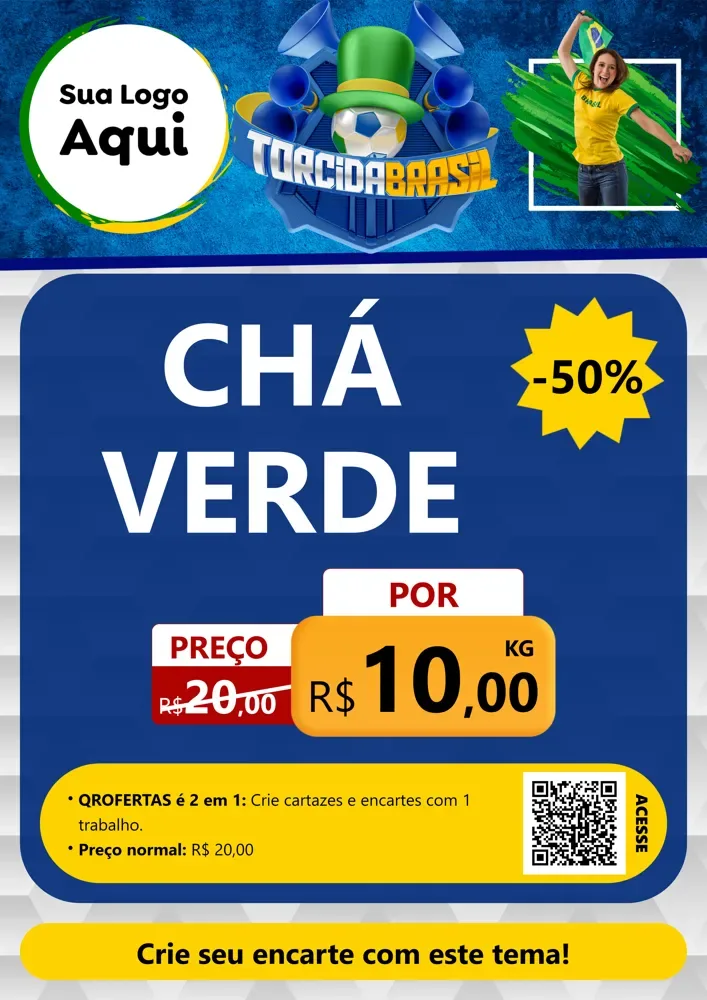 Modelo de Cartaz para Cartaz A4 Vertical com o tema Torcida Brasil - Copa para Produtos Naturais