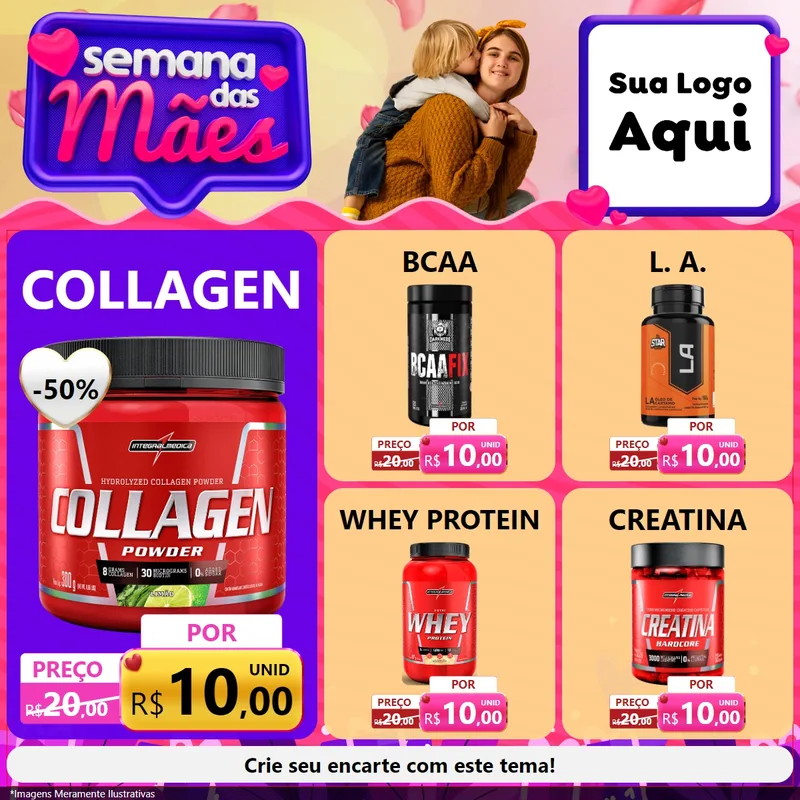 Modelo de Rede Social para Feed Facebook com o tema Semana das Mães para Suplementos alimentares