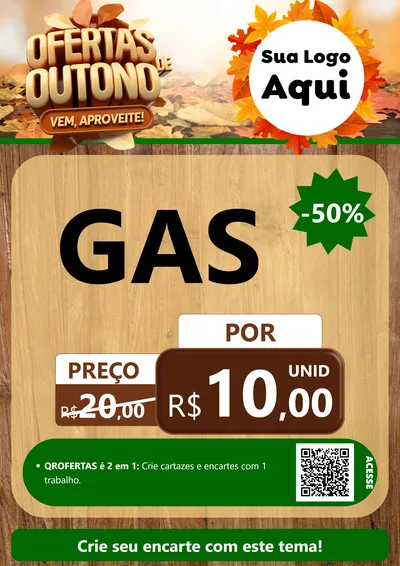Modelo de Cartaz para Cartaz A4 Vertical com o tema Ofertas de Outono - Vem, Aproveite! para Água e gás