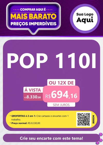 Modelo de Cartaz para Cartaz A4 Vertical com o tema Mais Barato para Concessionaria de Motos