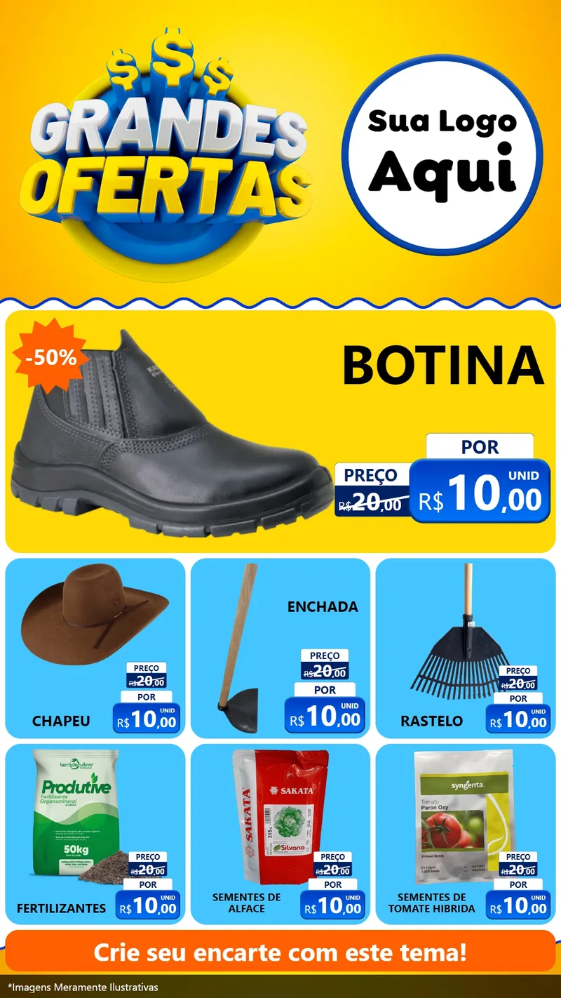 Modelo de Rede Social para Stories com o tema Grandes Ofertas para Agropecuária