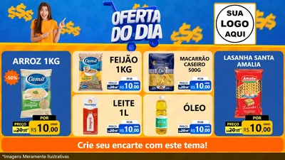 Modelo de TV para TV Horizontal com o tema Oferta do Dia para Supermercado