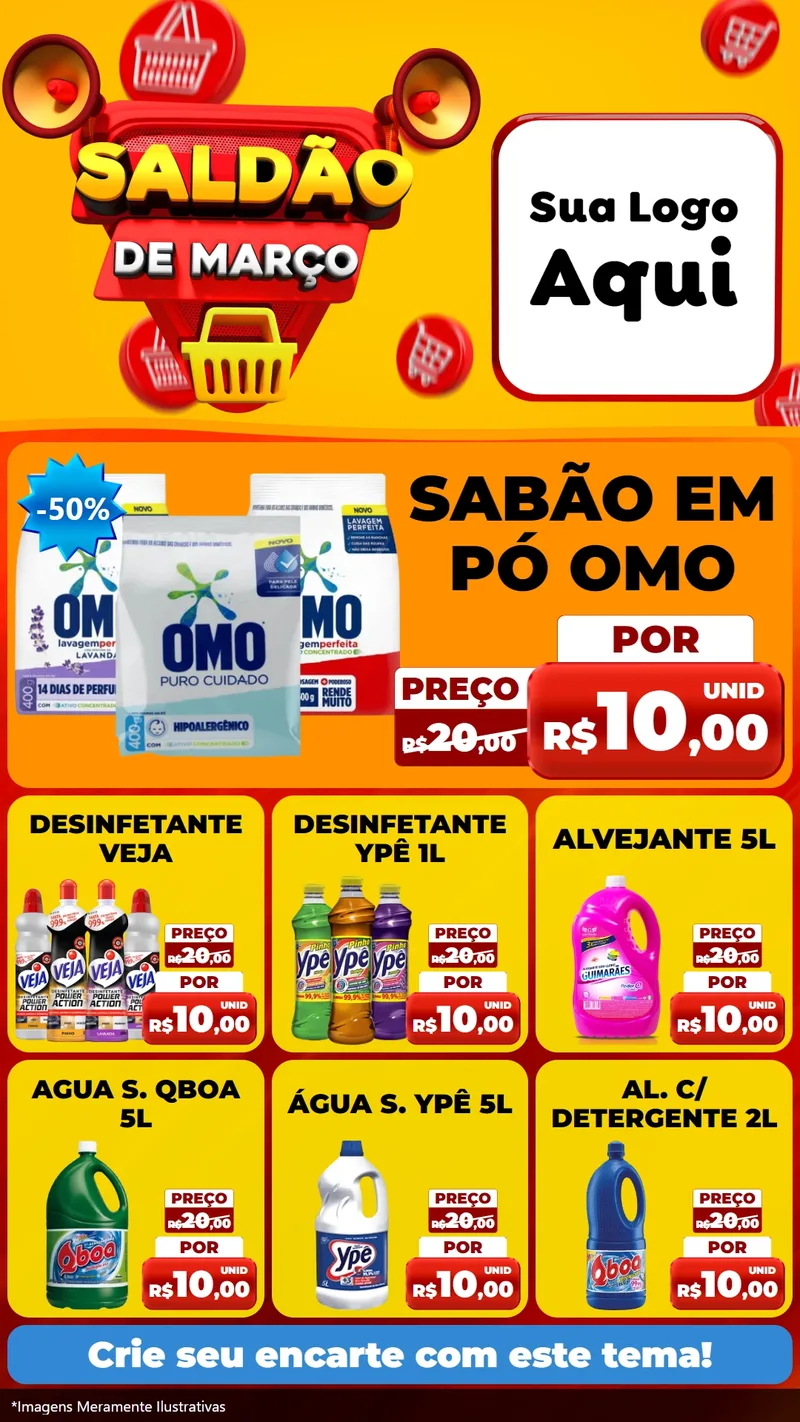Modelo de Rede Social para Stories com o tema Saldão de Março para Produtos de Limpeza