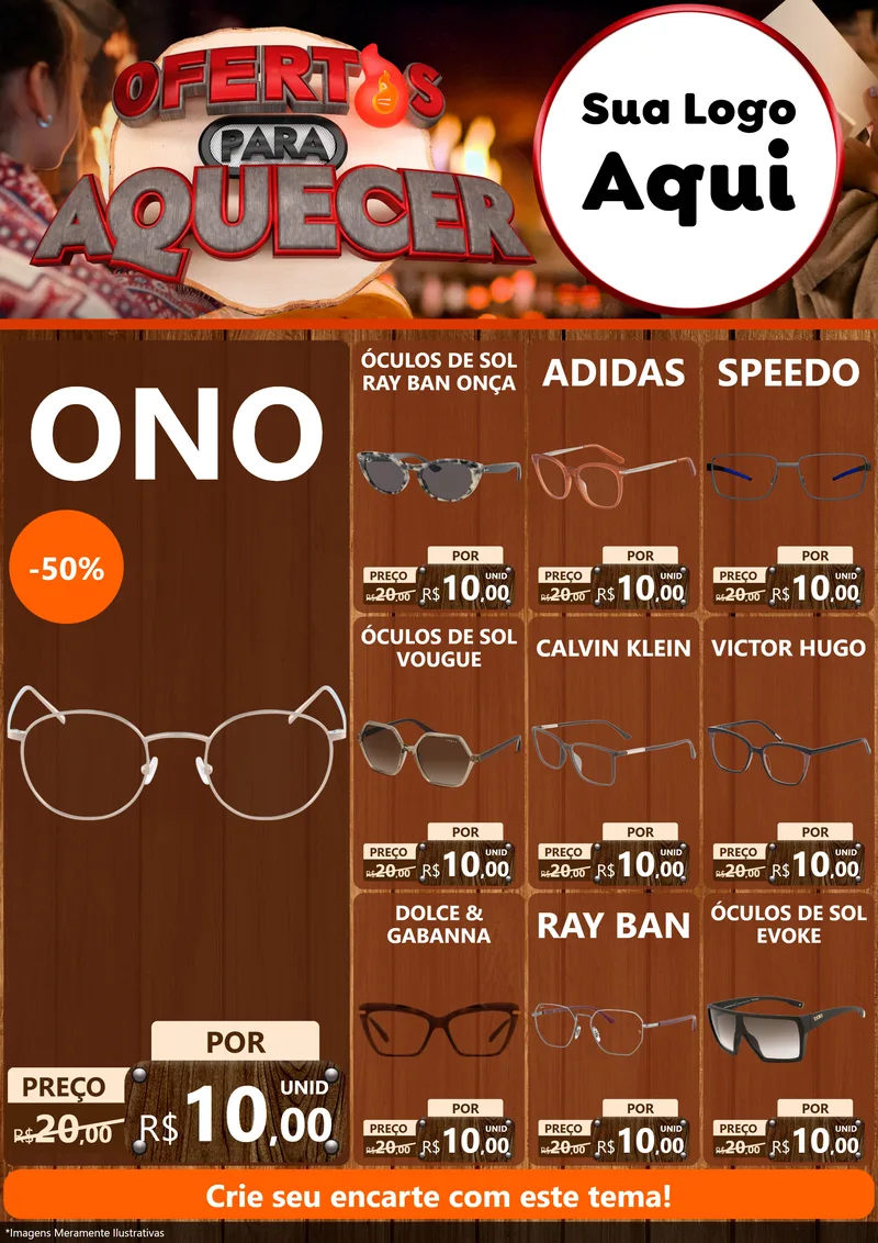 Modelo de Encarte para Encarte A4 Vertical com o tema Ofertas Para Aquecer para Óticas