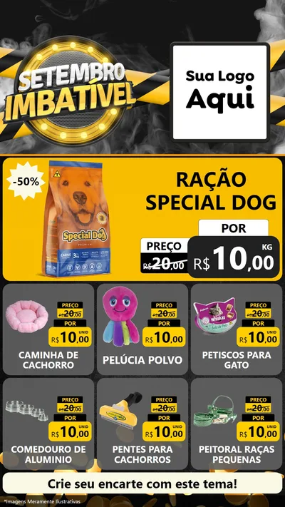 Modelo de Rede Social para Stories com o tema Setembro Imbatível para Pet Shop