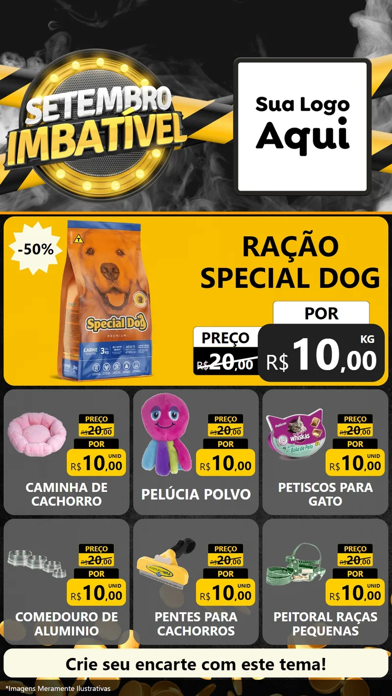 Modelo de Rede Social para Stories com o tema Setembro Imbatível para Pet Shop