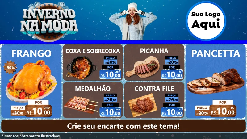 Modelo de TV para TV Horizontal com o tema Inverno na Moda para Assados