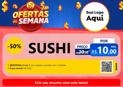 Modelo de Cartaz para Cartaz A4 Horizontal com o tema Ofertas Da Semana para Comida japonesa