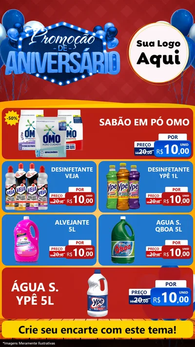Modelo de TV para TV Vertical com o tema Promoção de Aniversário para Produtos de Limpeza