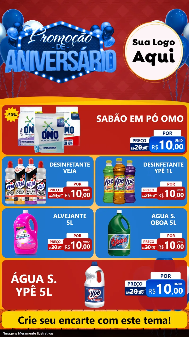 Modelo de TV para TV Vertical com o tema Promoção de Aniversário para Produtos de Limpeza