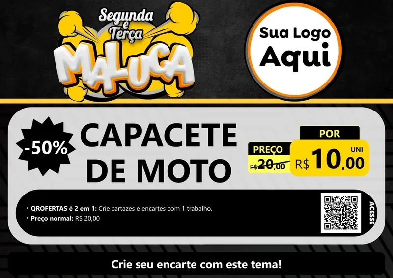Modelo de Cartaz para Cartaz A4 Horizontal com o tema Segunda e Terça Maluca para Moto peças