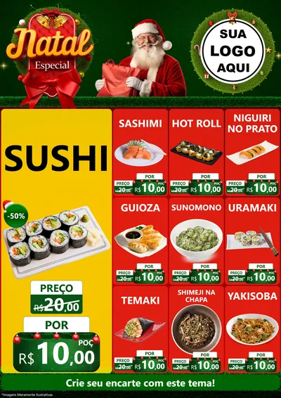 Modelo de Encarte para Encarte A4 Vertical com o tema Natal Especial para Comida japonesa