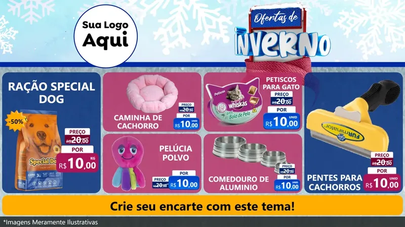 Modelo de TV para TV Horizontal com o tema Ofertas de Inverno para Pet Shop
