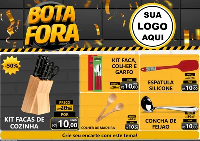 Modelo de Encarte para Encarte A4 Horizontal com o tema Bota Fora para Utilidades Domésticas