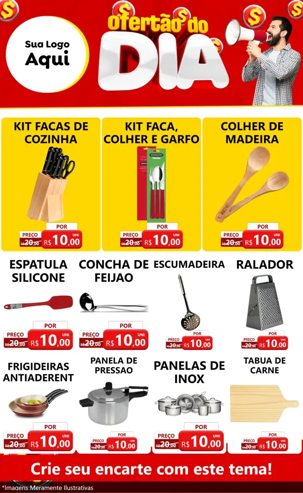 Modelo de Encarte para Encarte Grande com o tema Ofertão do dia para Utilidades Domésticas