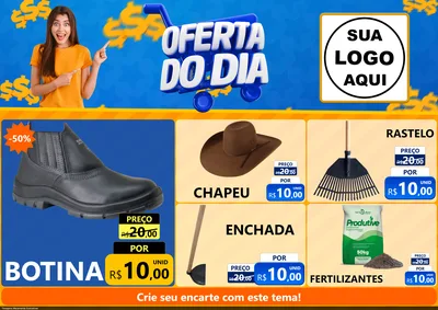 Modelo de Encarte para Encarte A4 Horizontal com o tema Oferta do Dia para Agropecuária