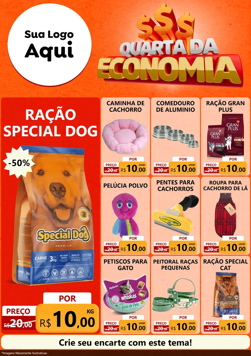 Modelo de Encarte para Encarte A4 Vertical com o tema Quarta da Economia para Pet Shop