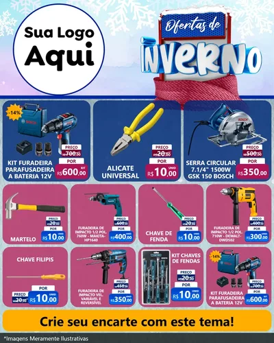 Modelo de Rede Social para Feed Instagram com o tema Ofertas de Inverno para Maquinas e Ferramentas