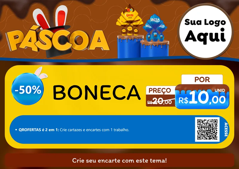 Modelo de Cartaz para Cartaz A4 Horizontal com o tema Páscoa para Brinquedos