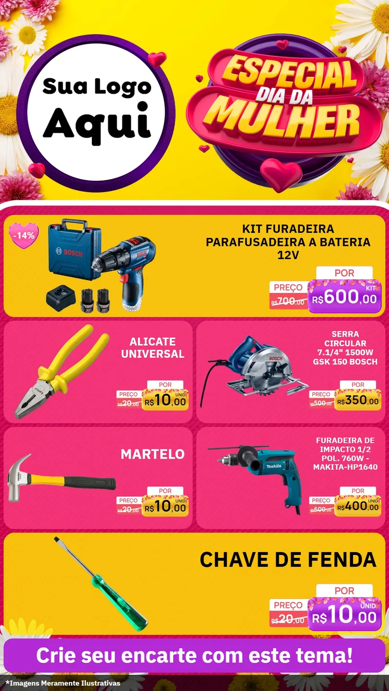Modelo de TV para TV Vertical com o tema Especial Dia da Mulher para Maquinas e Ferramentas