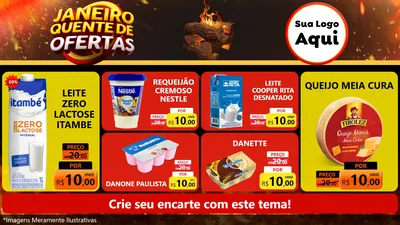 Modelo de TV para TV Horizontal com o tema Janeiro Quente de Ofertas para Frios e Laticínios