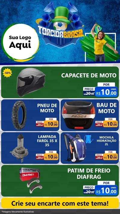 Modelo de TV para TV Vertical com o tema Torcida Brasil - Copa para Moto peças