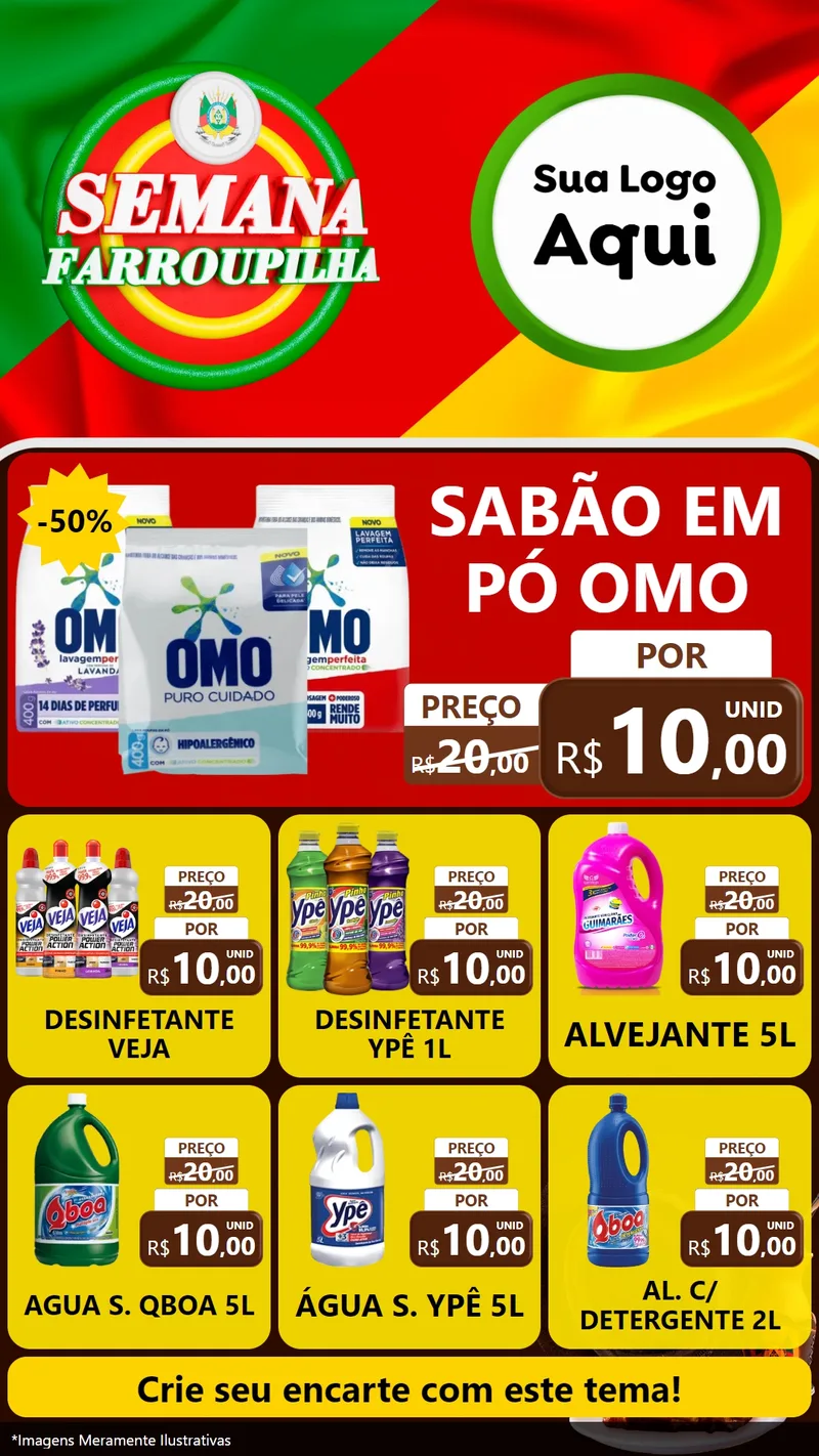 Modelo de Rede Social para Stories com o tema Semana Farroupilha para Produtos de Limpeza