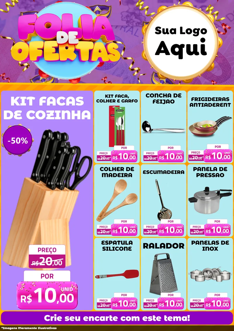 Modelo de Encarte para Encarte A4 Vertical com o tema Folia de Ofertas para Utilidades Domésticas