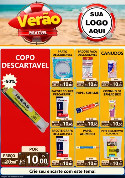 Modelo de Encarte para Encarte A4 Vertical com o tema Verão Imbatível para Embalagens