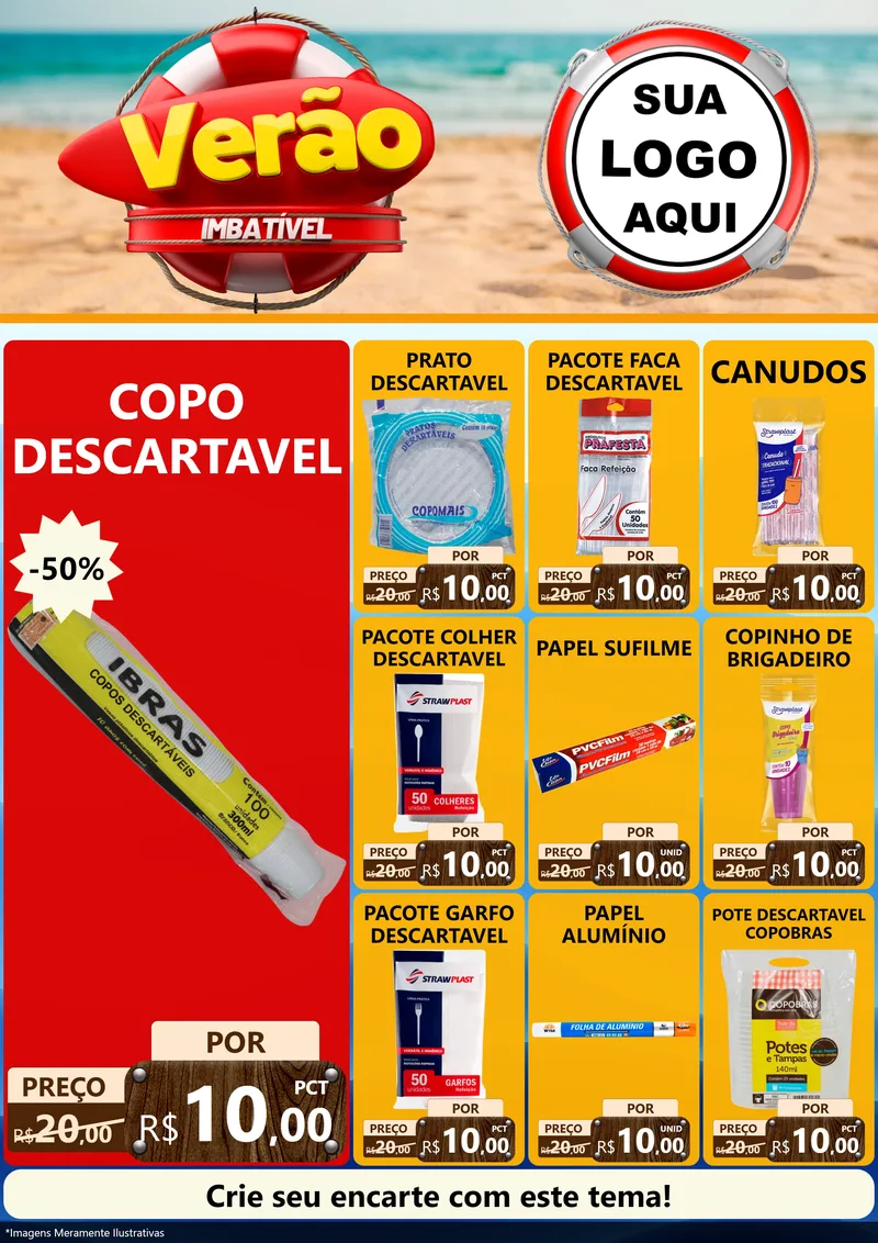 Modelo de Encarte para Encarte A4 Vertical com o tema Verão Imbatível para Embalagens