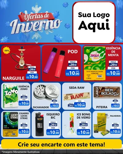 Modelo de Rede Social para Feed Instagram com o tema Ofertas de Inverno para Tabacaria