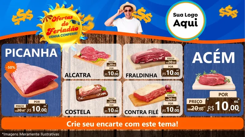 Modelo de TV para TV Horizontal com o tema Ofertas do Feriadão para Açougue