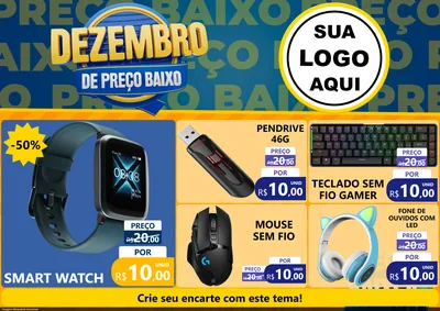 Modelo de Encarte para Encarte A4 Horizontal com o tema Dezembro de Preço Baixo para Informática