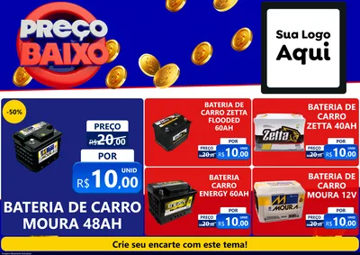 Modelo de Encarte para Encarte A4 Horizontal com o tema Preço Baixo para Baterias Elétricas