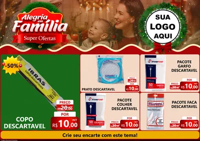 Modelo de Encarte para Encarte A4 Horizontal com o tema Alegria Em Família - Super Ofertas para Embalagens