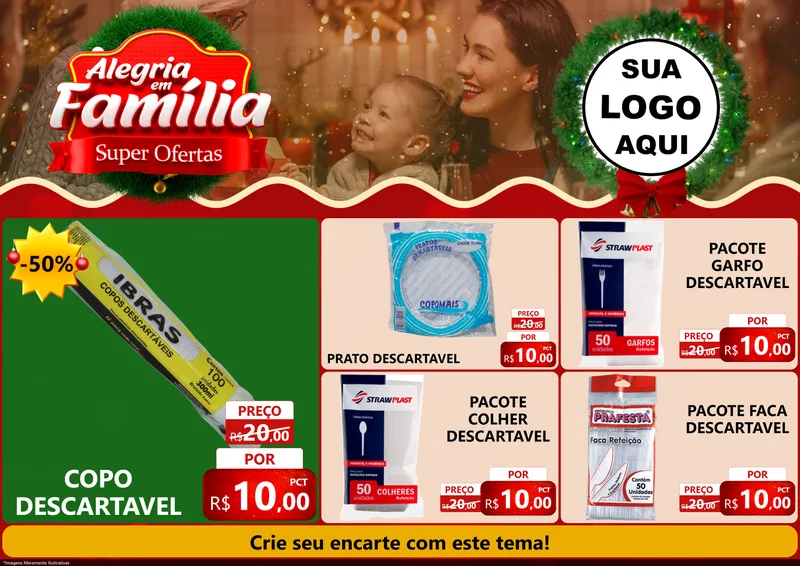Modelo de Encarte para Encarte A4 Horizontal com o tema Alegria Em Família - Super Ofertas para Embalagens