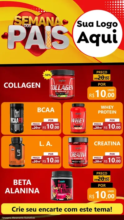 Modelo de TV para TV Vertical com o tema Semana Dos Pais para Suplementos alimentares